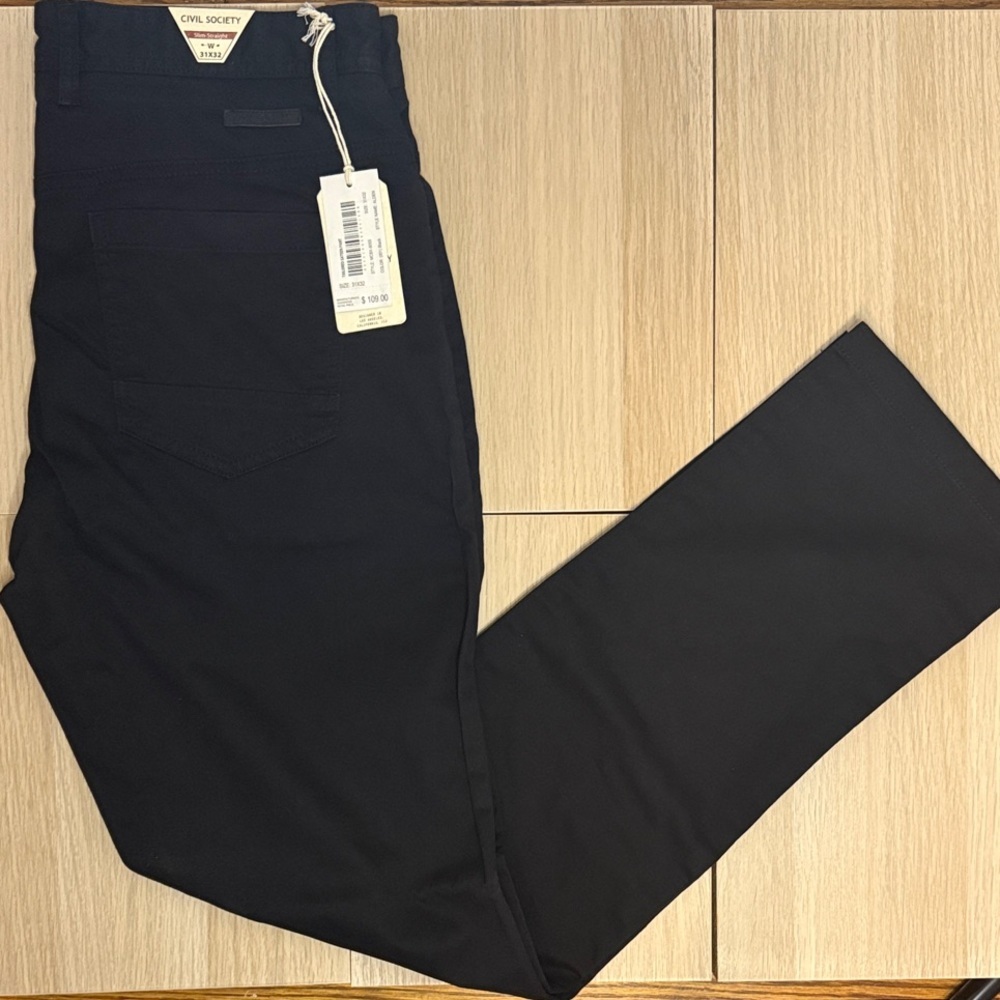 Civil Society Men's Black Alden Slim Straight Chino 31x32 NWT
